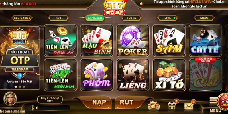 Hitclub có nhiều trò chơi hấp dẫn